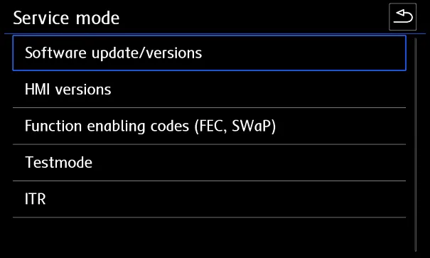 Service mode available after holding MENU button for 3 seconds.